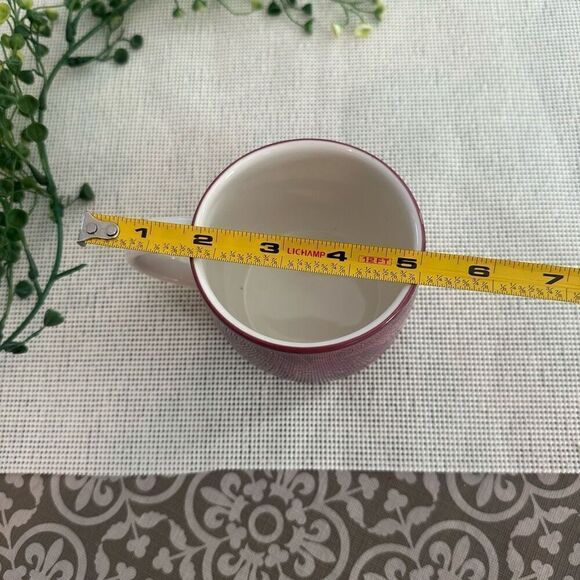 Starbucks Floral Hand Painted 2011 Coffee Mug Dark Red Mauve 12oz - Picture 8 of 8